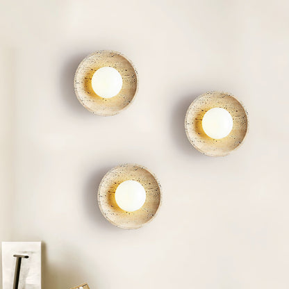 Lunar Eclipse Wall Light | Yellow Travertine | 25cm or 30cm Diameter