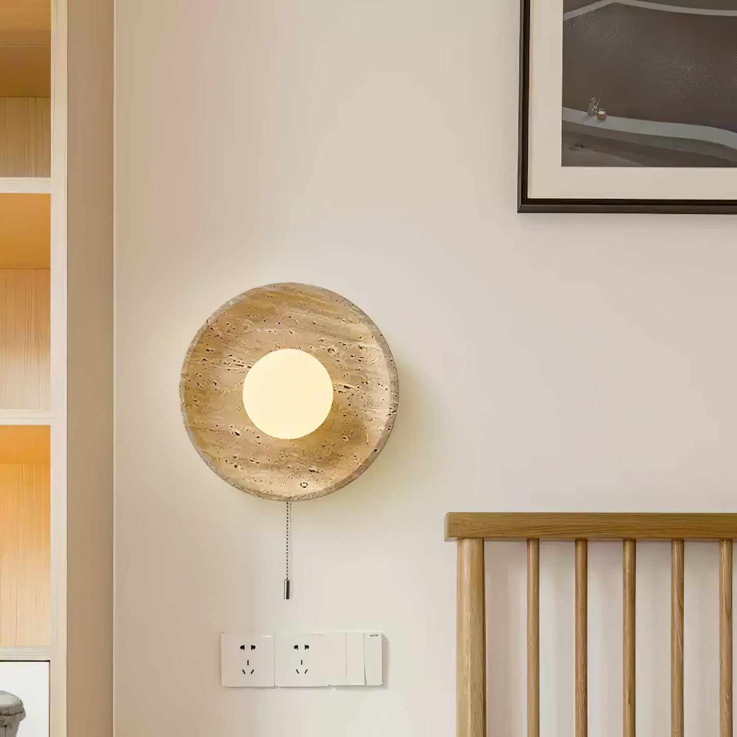 Lunar Eclipse Wall Light | Yellow Travertine | 25cm or 30cm Diameter