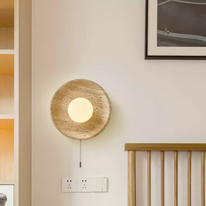Lunar Eclipse Wall Light | Yellow Travertine | 25cm or 30cm Diameter