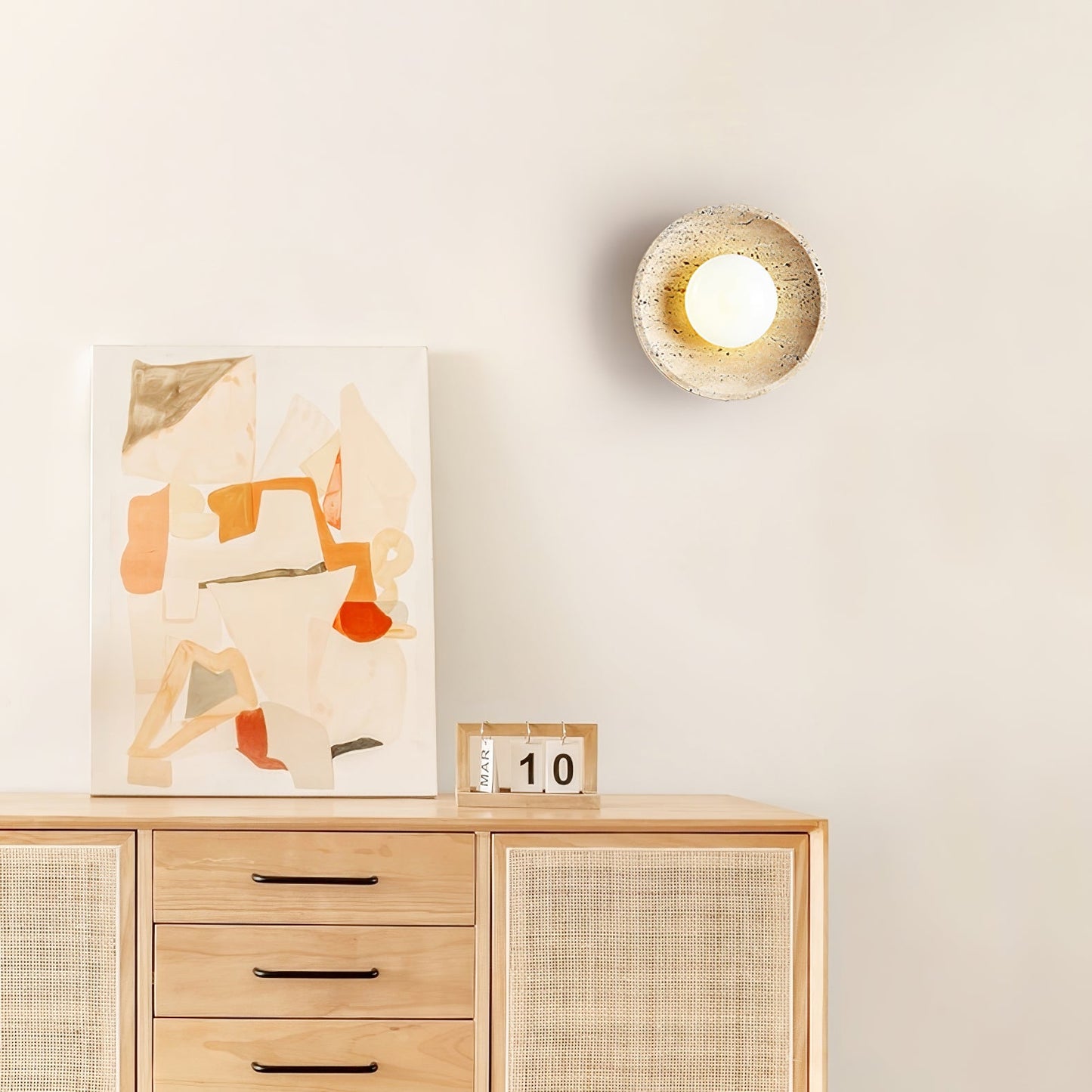 Lunar Eclipse Wall Light | Yellow Travertine | 25cm or 30cm Diameter