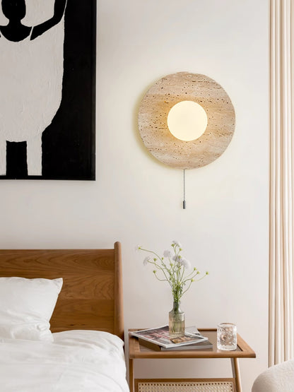 Lunar Eclipse Wall Light | Yellow Travertine | 25cm or 30cm Diameter