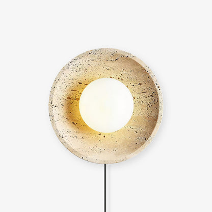 Lunar Eclipse Wall Light | Yellow Travertine & Metal | 25cm/30cm