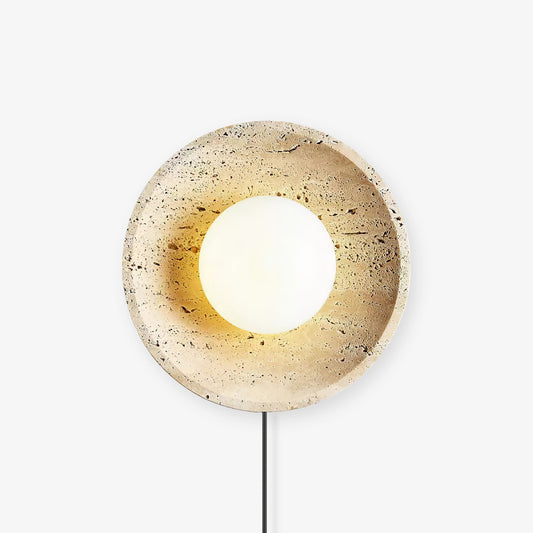 Lunar Eclipse Wall Light | Yellow Travertine & Metal | 25cm/30cm