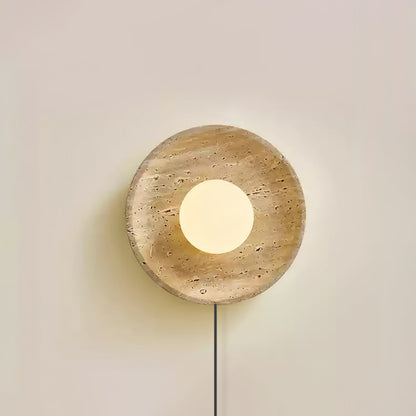 Lunar Eclipse Wall Light | Yellow Travertine & Metal | 25cm/30cm