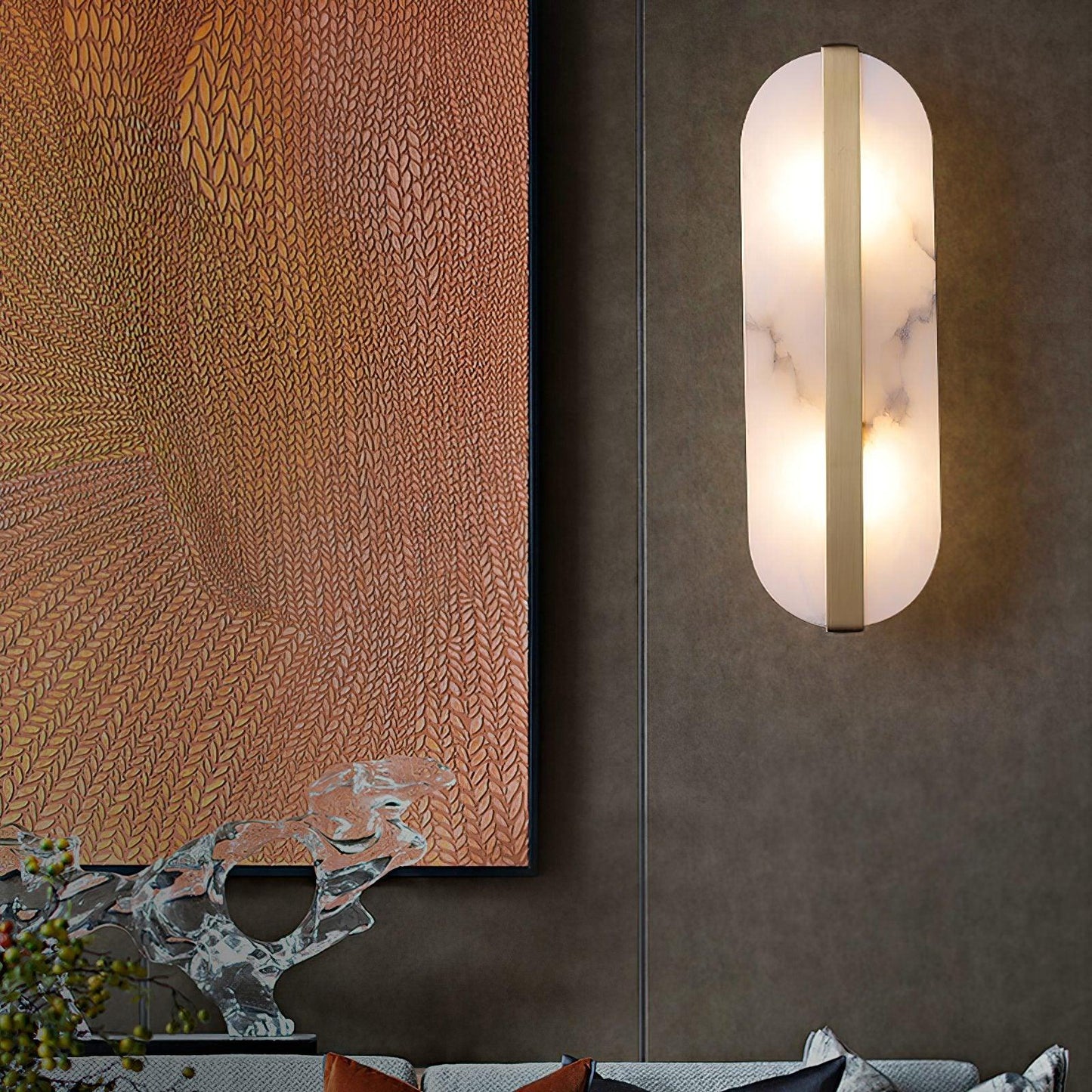 Alabaster LED Wall Sconce | Brass Finish | Set of 2