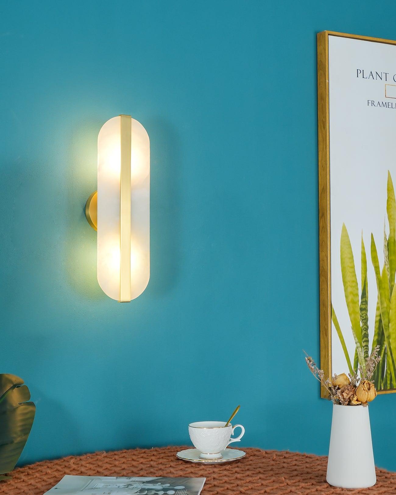 Alabaster LED Wall Sconce | Brass Finish | Set of 2