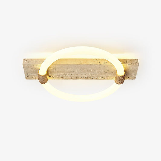 Inverted Ceiling Lamp | Yellow Travertine & Acrylic | 40cm x 30cm