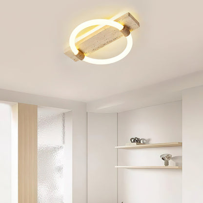 Inverted Ceiling Lamp | Yellow Travertine & Acrylic | 40cm x 30cm