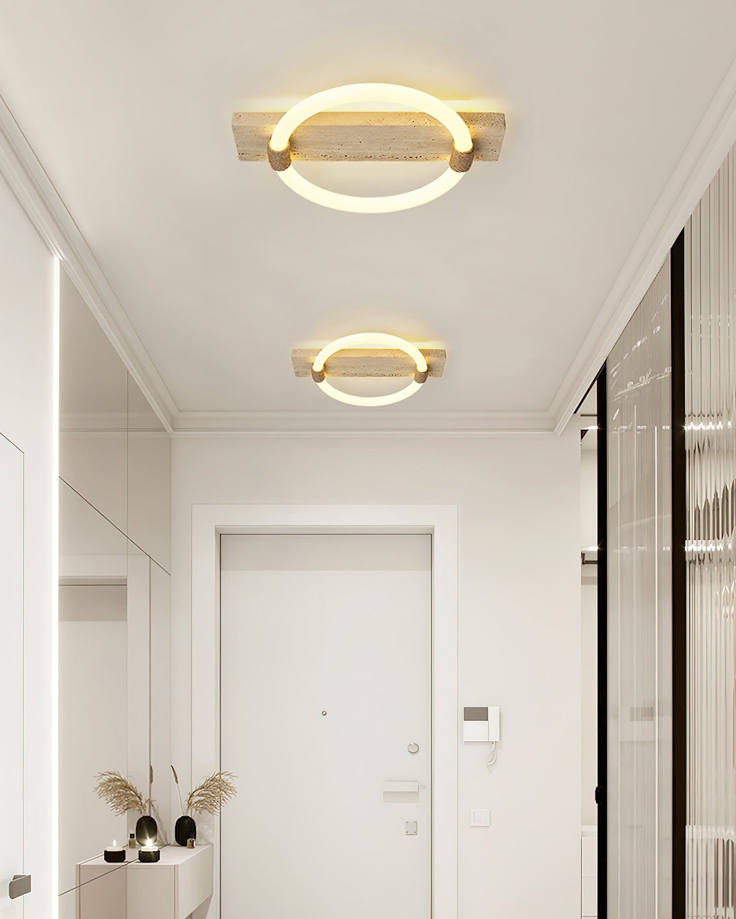 Inverted Ceiling Lamp | Yellow Travertine & Acrylic | 40cm x 30cm