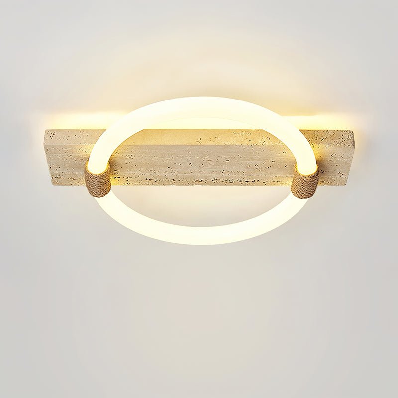 Inverted Ceiling Lamp | Yellow Travertine & Acrylic | 40cm x 30cm