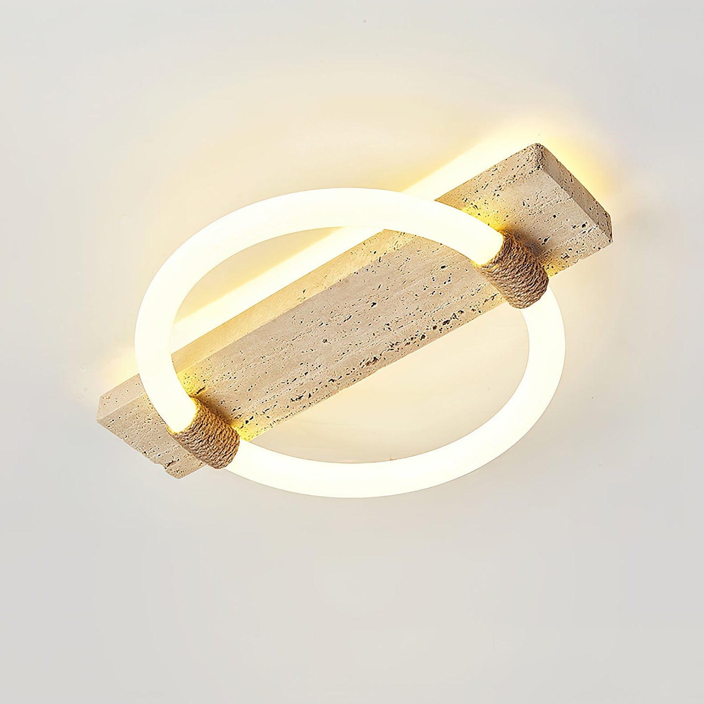 Inverted Ceiling Lamp | Yellow Travertine & Acrylic | 40cm x 30cm
