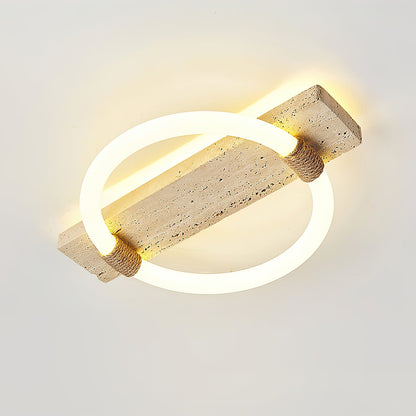 Inverted Ceiling Lamp | Yellow Travertine & Acrylic | 40cm x 30cm