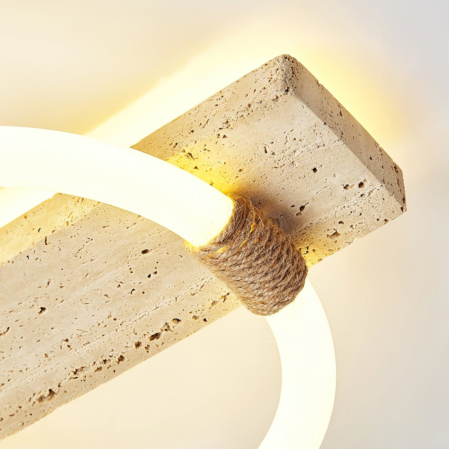 Inverted Ceiling Lamp | Yellow Travertine & Acrylic | 40cm x 30cm