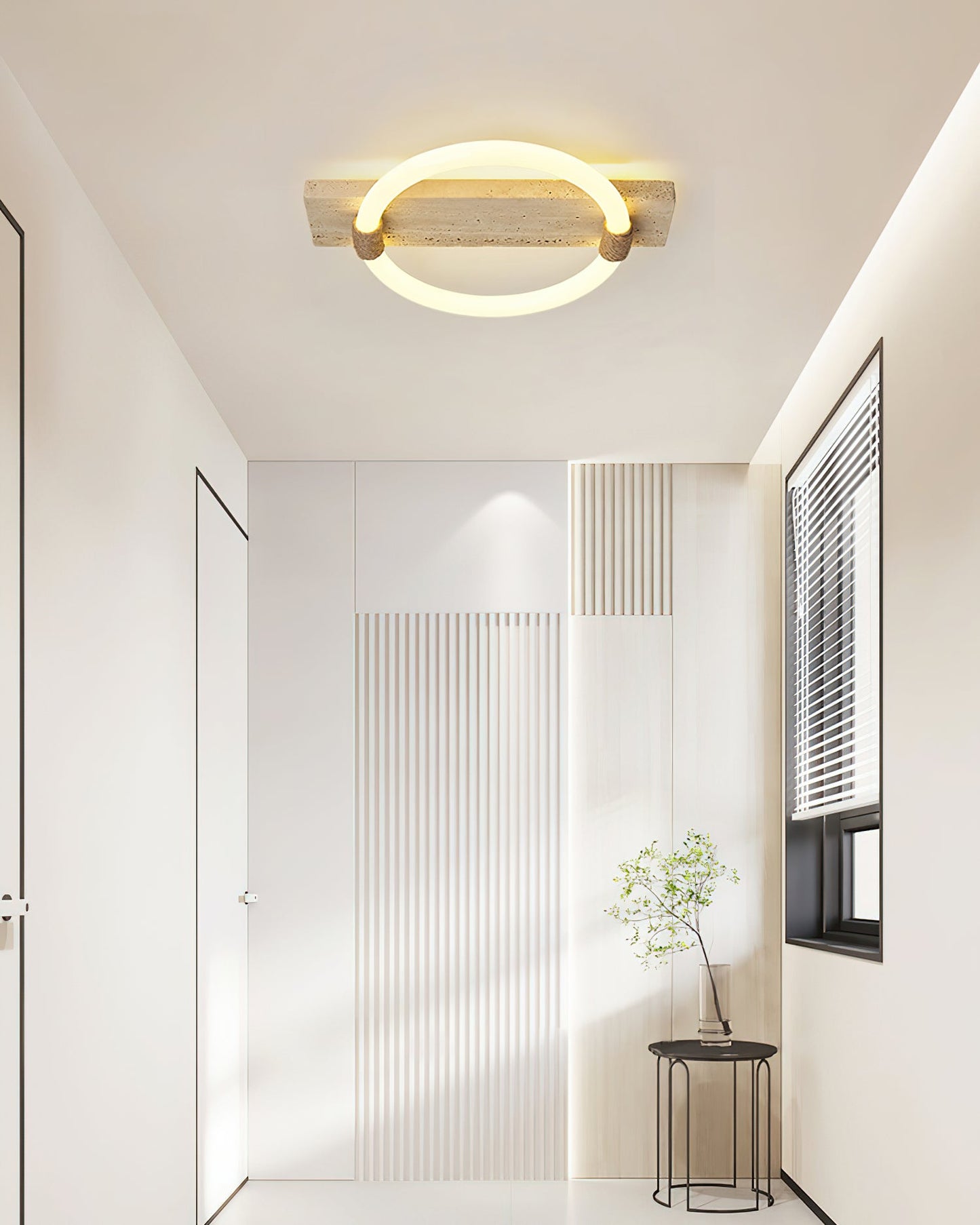 Inverted Ceiling Lamp | Yellow Travertine & Acrylic | 40cm x 30cm