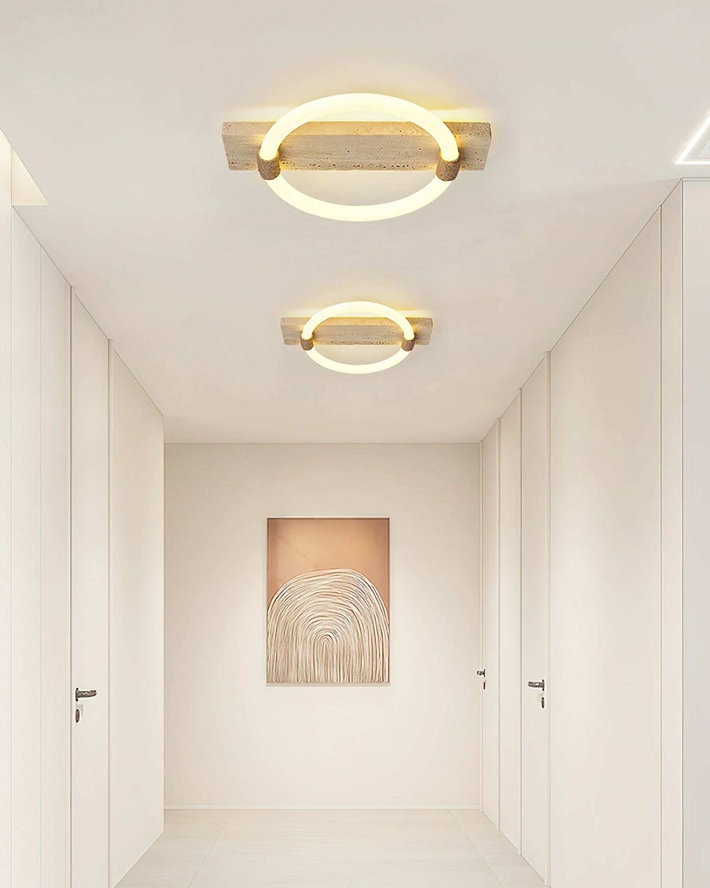 Inverted Ceiling Lamp | Yellow Travertine & Acrylic | 40cm x 30cm