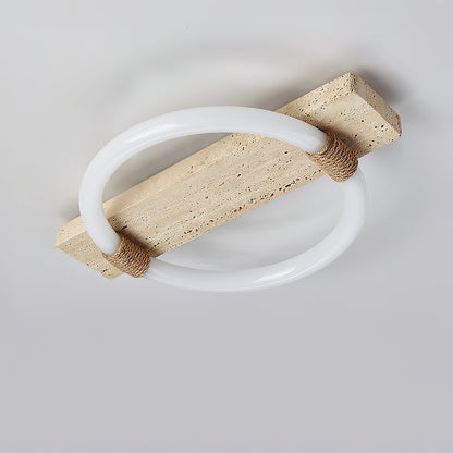Inverted Ceiling Lamp | Yellow Travertine & Acrylic | 40cm x 30cm
