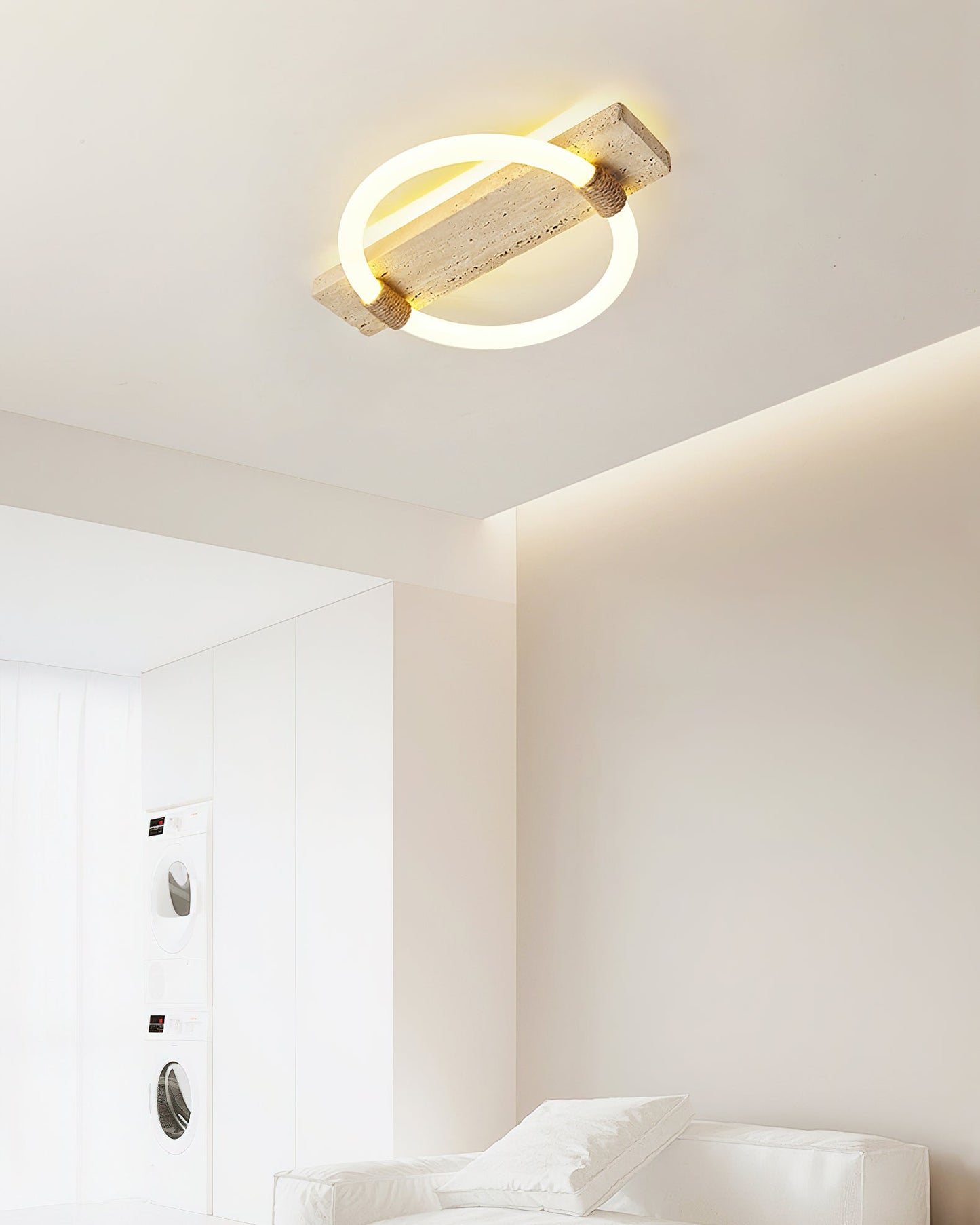 Inverted Ceiling Lamp | Yellow Travertine & Acrylic | 40cm x 30cm