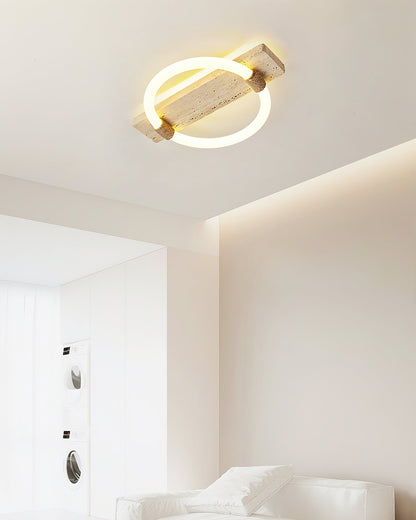 Inverted Ceiling Lamp | Yellow Travertine & Acrylic | 40cm x 30cm