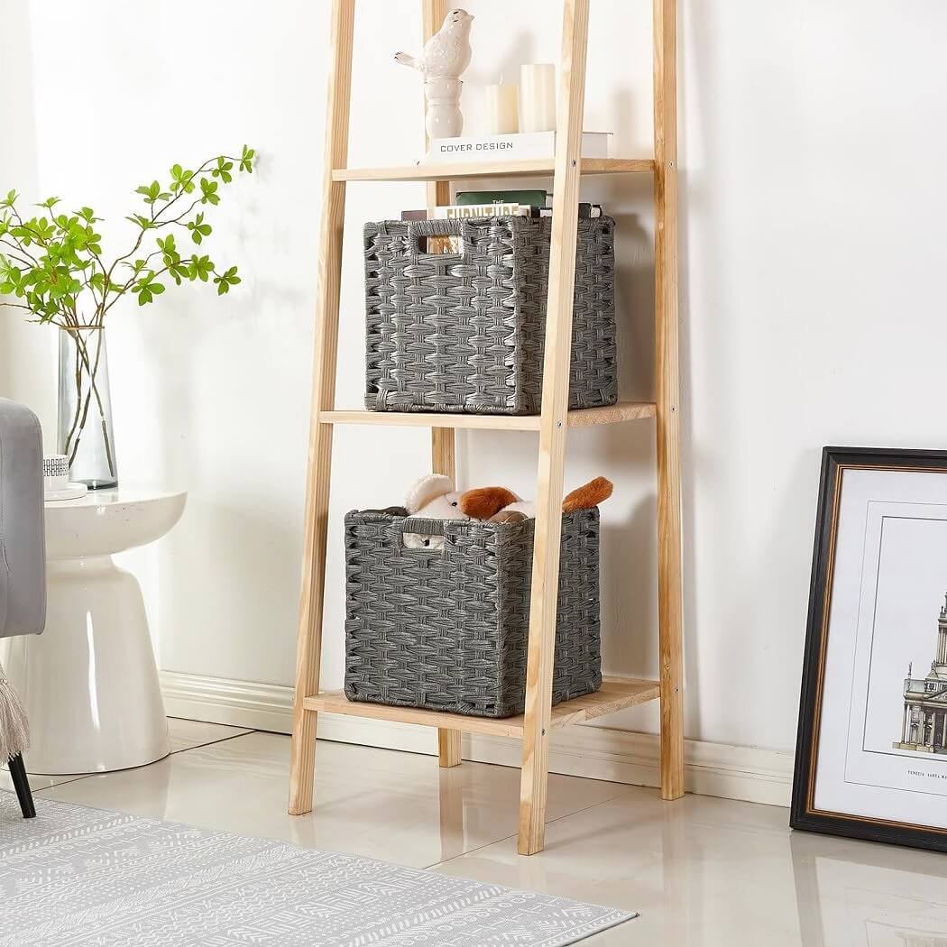 Wicker Storage Cube Boxes | Ash Grey Rattan Effect | Set of 2, 4, or 6