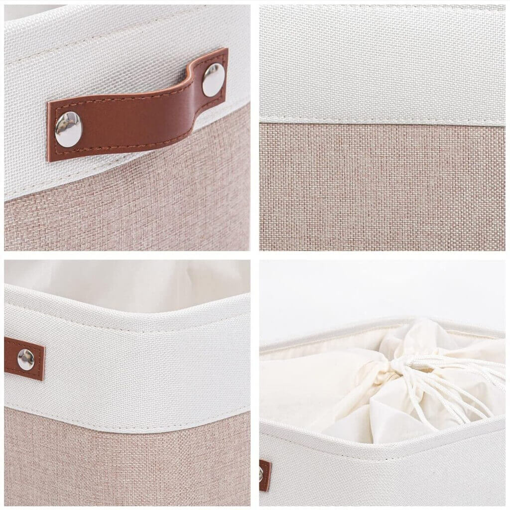 Canvas Storage Basket | White & Khaki | Multiple Sizes Available