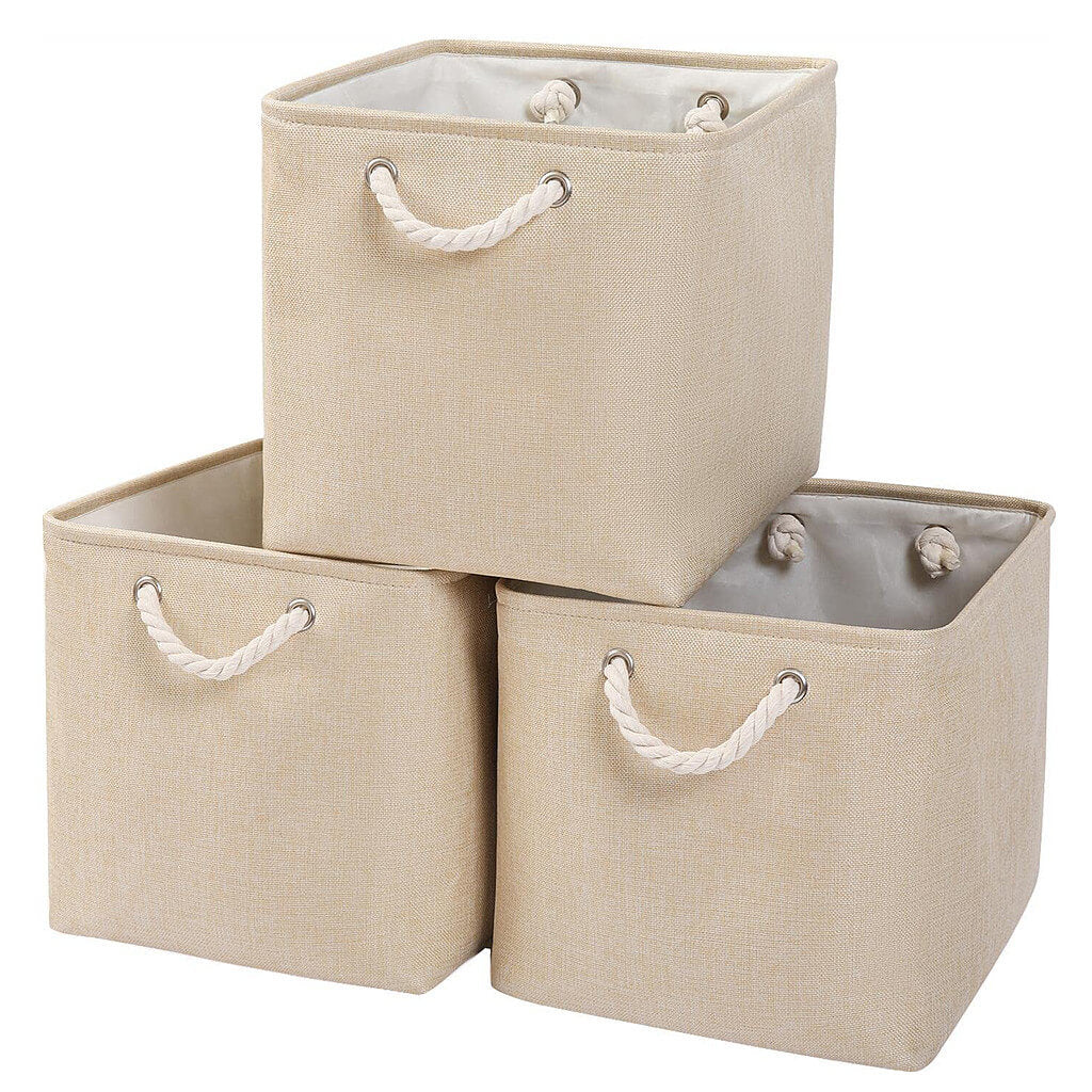 Canvas Storage Boxes | Beige | Set of 3