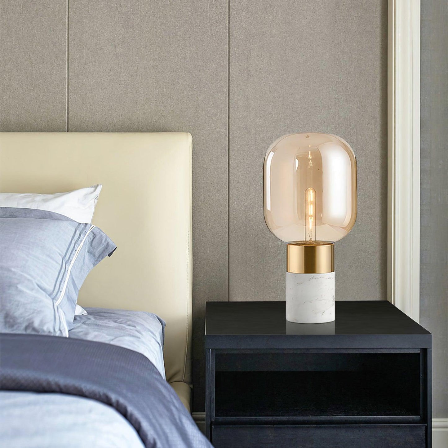 Storm Table Lamp | Glass & Marble | 23cm Diameter