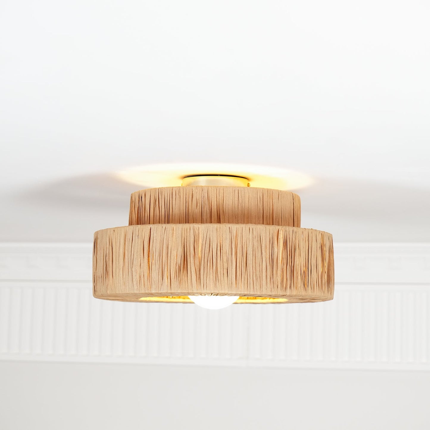 Straw Art Ceiling Lamp | Handcrafted Raffia | 35cm/45cm Diameter