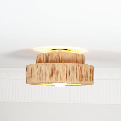 Straw Art Ceiling Lamp | Handcrafted Raffia | 35cm/45cm Diameter