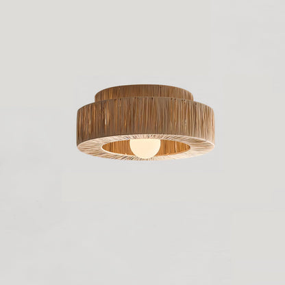 Straw Art Ceiling Lamp | Handcrafted Raffia | 35cm/45cm Diameter