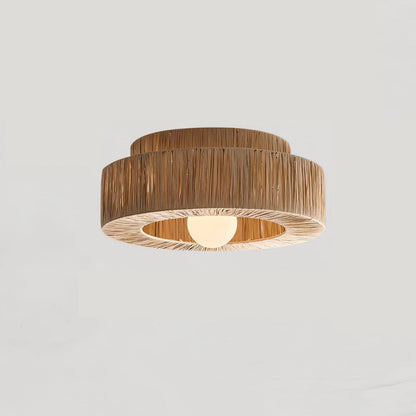 Straw Art Ceiling Lamp | Handcrafted Raffia | 35cm/45cm Diameter