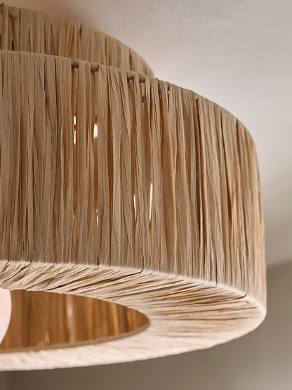 Straw Art Ceiling Lamp | Handcrafted Raffia | 35cm/45cm Diameter