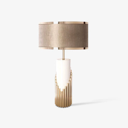 Streamline Table Lamp | White Lacquer & Gold Brass | 38cm Diameter