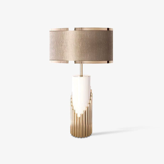 Streamline Table Lamp | White Lacquer & Gold Brass | 38cm Diameter
