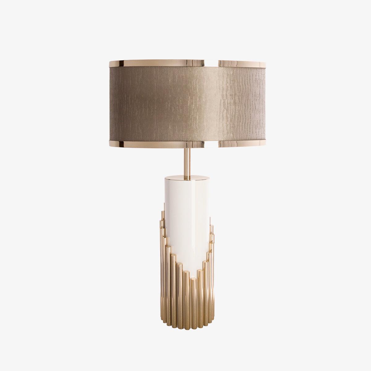 Streamline Table Lamp | White Lacquer & Gold Brass | 38cm Diameter
