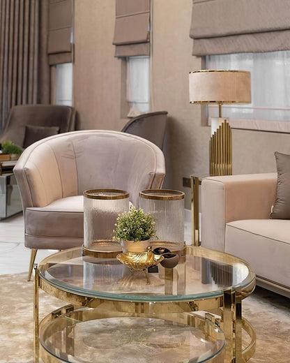 Streamline Table Lamp | White Lacquer & Gold Brass | 38cm Diameter
