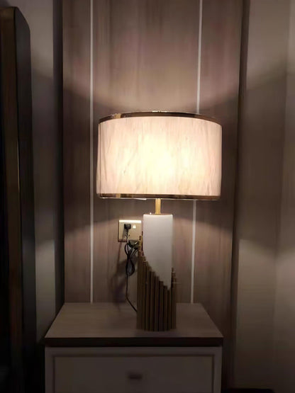 Streamline Table Lamp | White Lacquer & Gold Brass | 38cm Diameter
