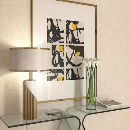 Streamline Table Lamp | White Lacquer & Gold Brass | 38cm Diameter