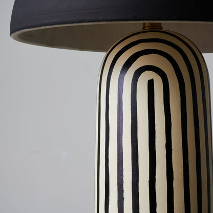 Stria Table Lamp | Hand-Painted Ceramic | Black & White