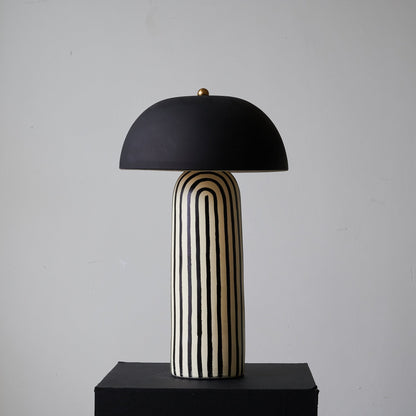 Stria Table Lamp | Hand-Painted Ceramic | Black & White