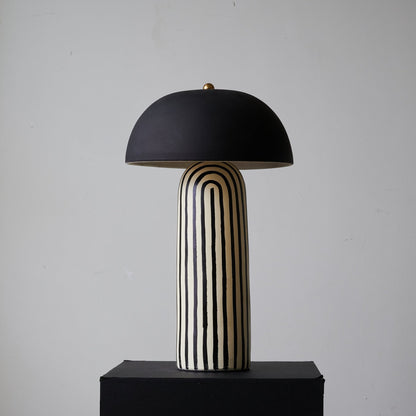 Stria Table Lamp | Hand-Painted Ceramic | Black & White