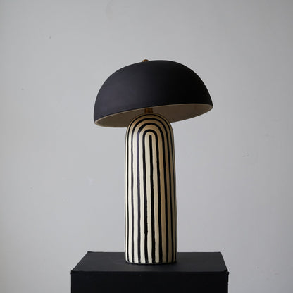 Stria Table Lamp | Hand-Painted Ceramic | Black & White
