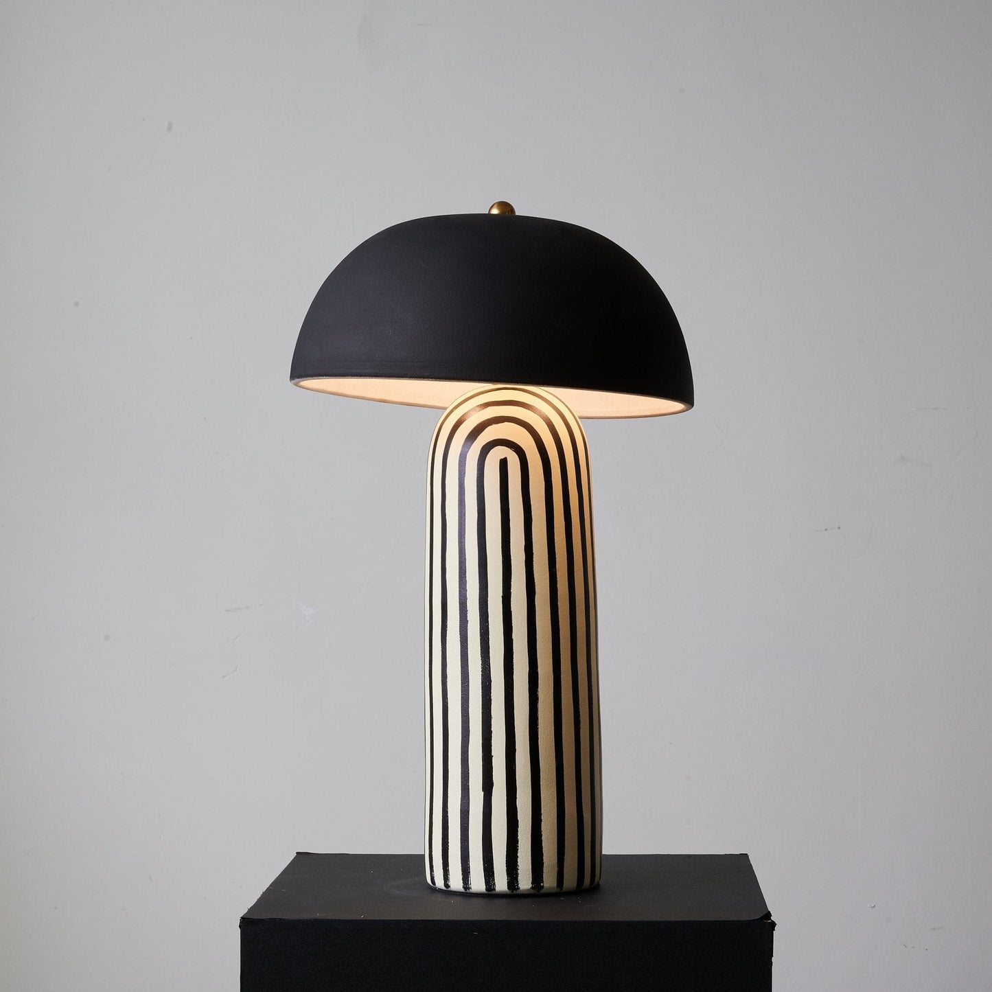 Stria Table Lamp | Hand-Painted Ceramic | Black & White