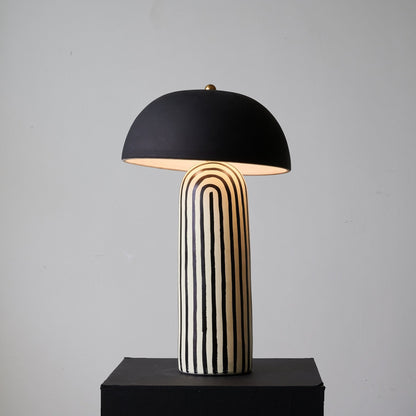 Stria Table Lamp | Hand-Painted Ceramic | Black & White