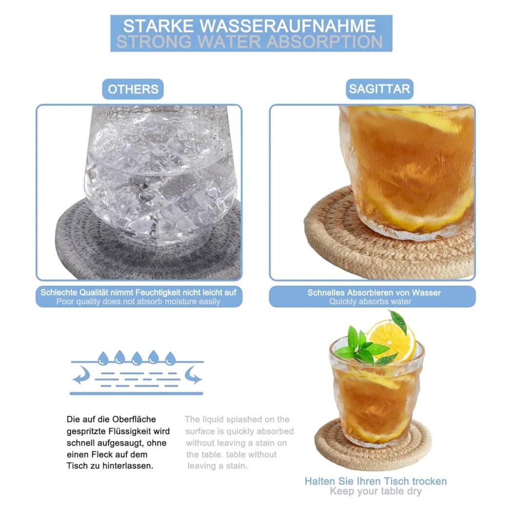 Cotton Rope Coasters | Eco-Friendly & Absorbent | Set of 6 (White)