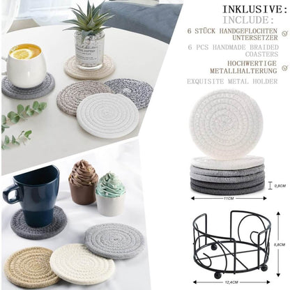 Cotton Rope Coasters | Eco-Friendly & Absorbent | Set of 6 (White)