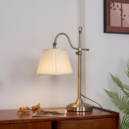 Suffolk Table Lamp | Antique Brass | Adjustable Cream Shade