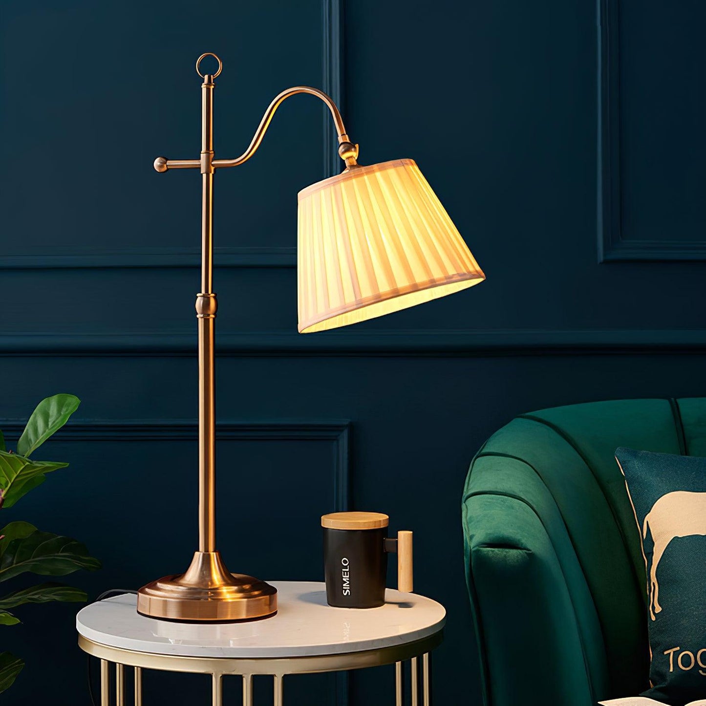 Suffolk Table Lamp | Antique Brass | Adjustable Cream Shade