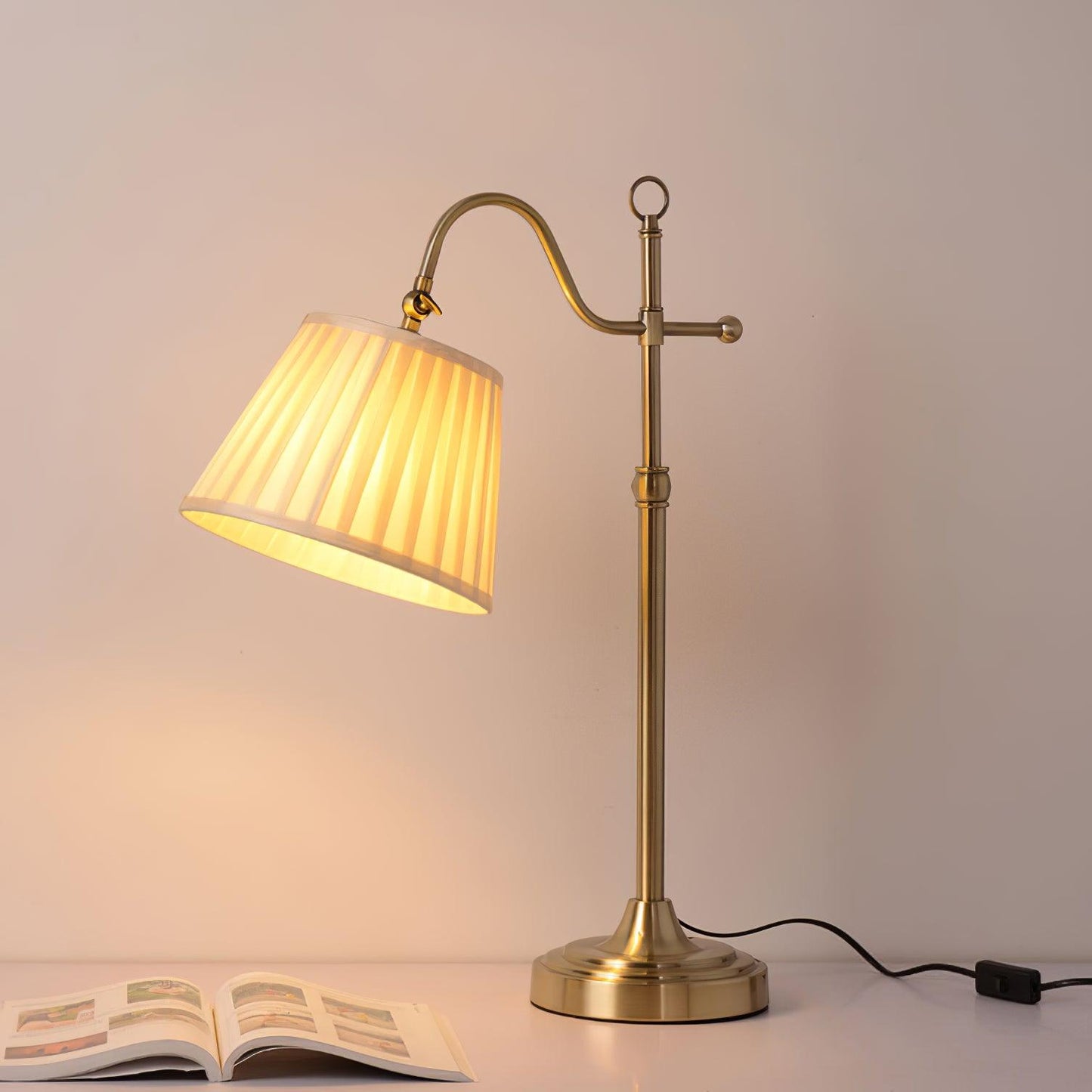 Suffolk Table Lamp | Antique Brass | Adjustable Cream Shade
