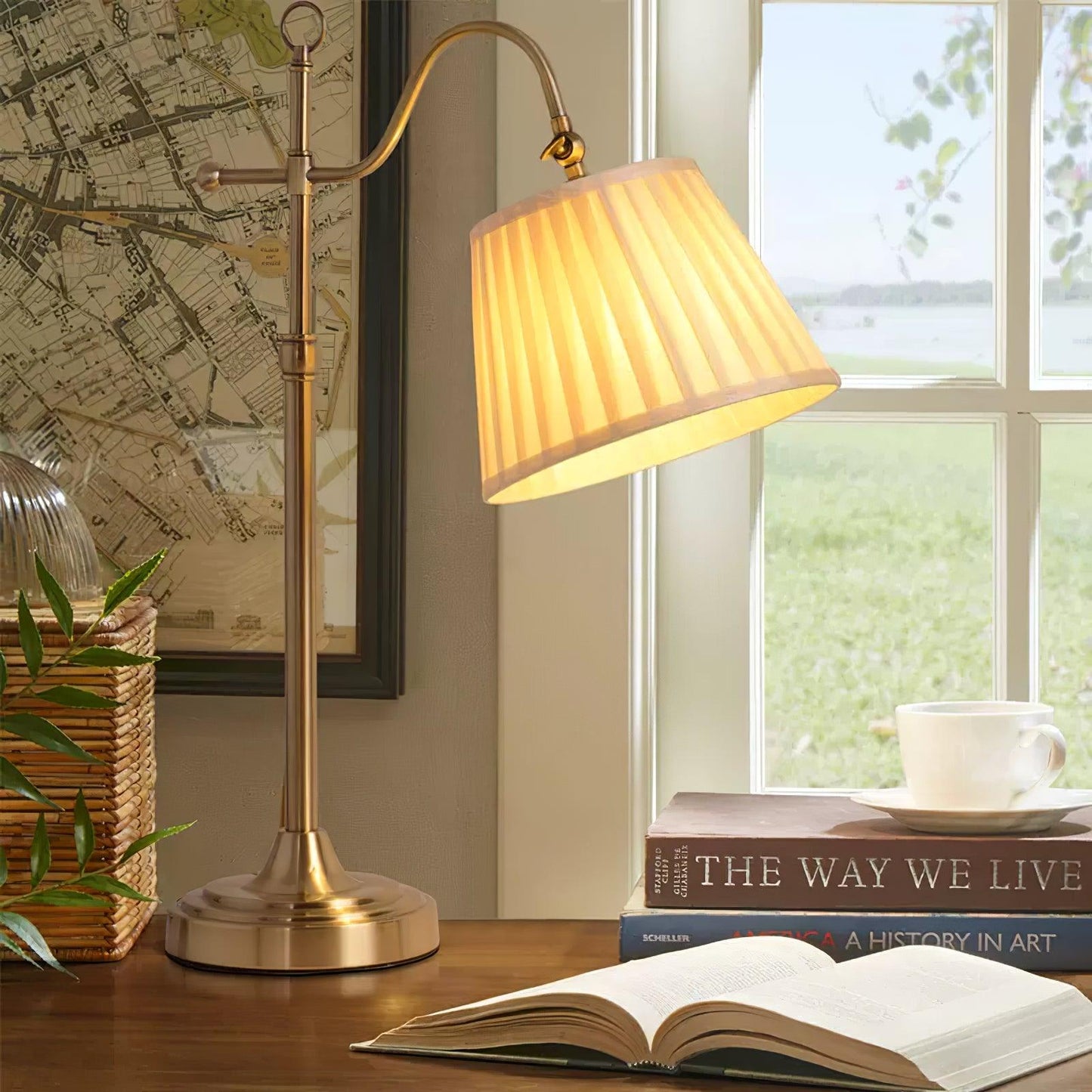 Suffolk Table Lamp | Antique Brass | Adjustable Cream Shade