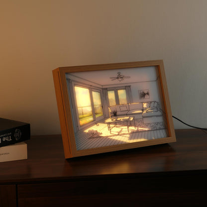 Dog Sunbathing Mural Art Lamp | Wood & Acrylic | Warm, Neutral, Cool Light